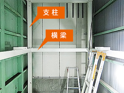 [画像]正面から見た支柱・横梁