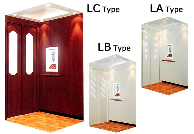 【モバイルページ用】[画像]ホームエレベーター基本3タイプ（LA、LB、LC）